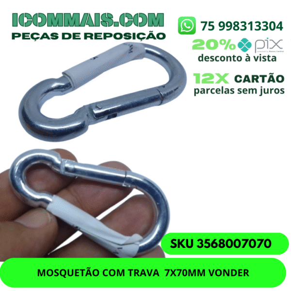 3568007070 - MOSQUETÃO COM TRAVA 7X70MM VONDER