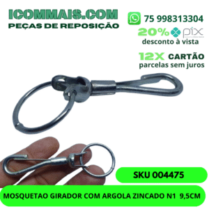 004475 - MOSQUETAO GIRADOR COM ARGOLA ZINCADO N1  9,5CM