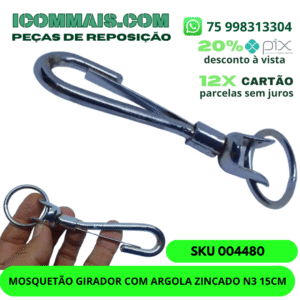 004480 - MOSQUETÃO GIRADOR COM ARGOLA ZINCADO N3 15CM
