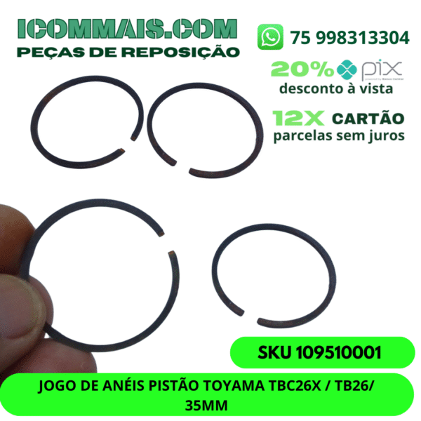 109510001 - JOGO ANÉIS PISTÃO TOYAMA TBC26X / TB26/ 35MM