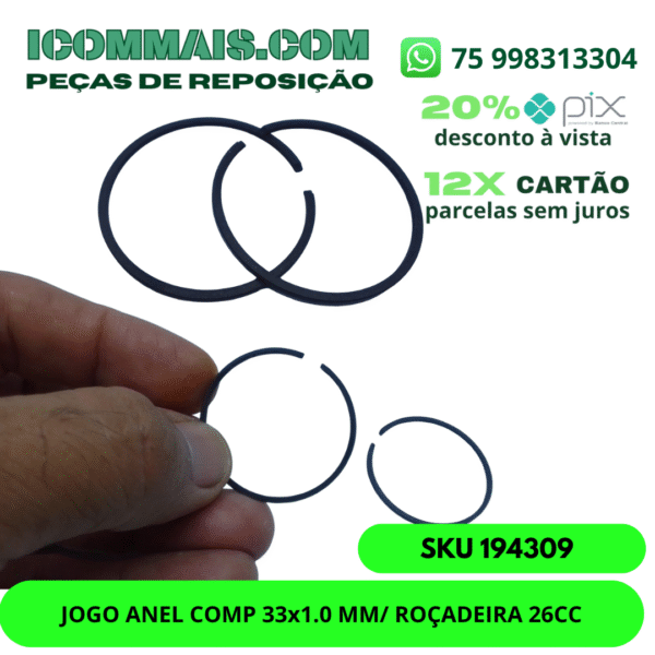 194309 - JOGO ANEL COMP. 33x1.0 MM/ ROÇADEIRA 26CC