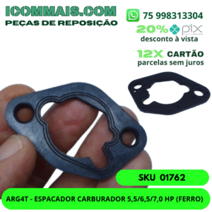 01762 - ARG4T - ESPAÇADOR CARBURADOR 5,5/6,5/7,0 HP (FERRO)