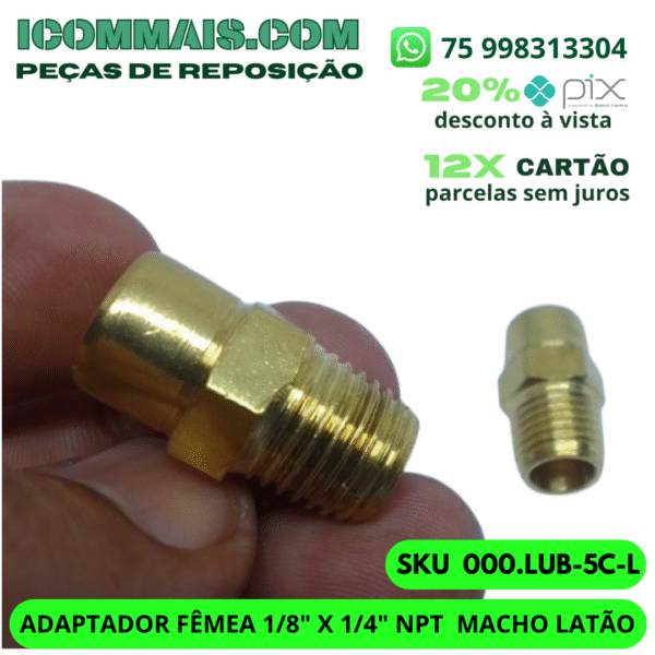 000.LUB-5C-L - ADAPTADOR FÊMEA 1/8" X 1/4" NPT  MACHO LATÃO - Image 3
