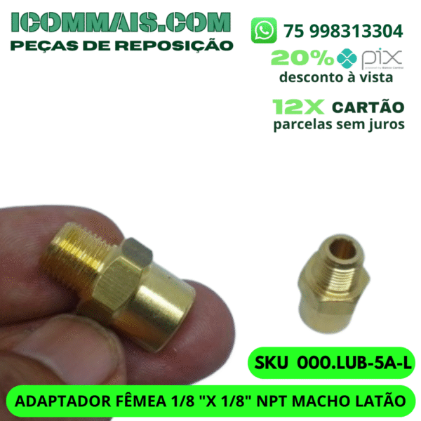 000.LUB-5A-L - ADAPTADOR FÊMEA 1/8 "X 1/8" NPT MACHO LATÃO - Image 3
