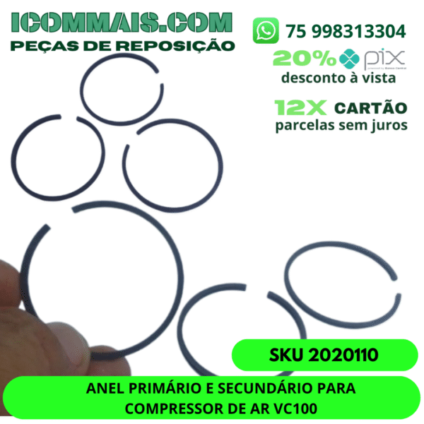 2020110 - ANEL PRIMÁRIO E SECUNDÁRIO PARA COMPRESSOR DE AR VC100