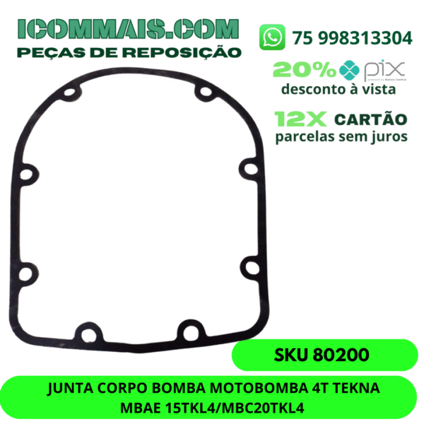 80200 - JUNTA CORPO BOMBA MOTOBOMBA 4T TEKNA MBAE15TK4/MBC20TKL4