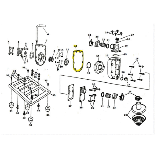 80200 - JUNTA CORPO BOMBA MOTOBOMBA 4T TEKNA MBAE15TK4/MBC20TKL4 - Imagem 2