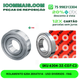 ROLAMENTO 6204 20X47X14MM  - USO DIVERSOS - FAG