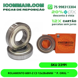 ROLAMENTO 6001-Z C3 TAM: 12x28x8 -  " P. ORIG. "