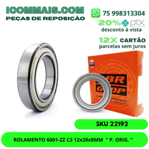 ROLAMENTO 6001-ZZ C3 12x28x8MM  " P. ORIG. "
