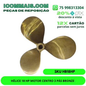 HÉLICE 18 HP MOTOR CENTRO 3 PÁS BRONZE