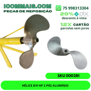 HÉLICE 8/9 HP 2 PÁS ALUMÍNIO