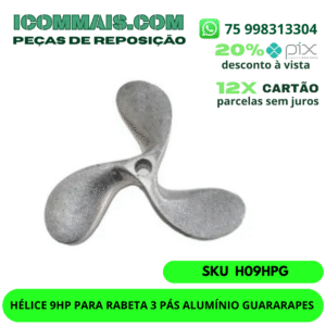 HÉLICE 9HP PARA RABETA 3 PÁS ALUMÍNIO GUARARAPES
