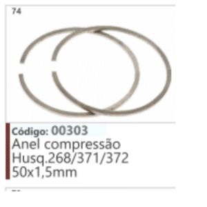 74 Código 00303 Anel compressão Husqvarna.268/371/372 50x1,5mm