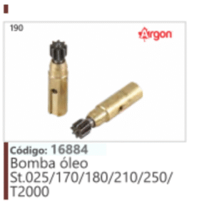 190 Argon Código: 16884 Bomba óleo St.025/170/180/210/250/T2000