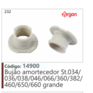 232 Argon Código: 14900 Bujão amortecedor St.034/036/038/046/066/360/382/460/650/660 grande