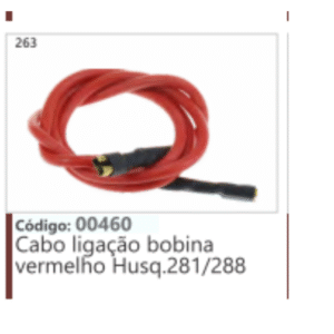 263 Código 00460 Cabo ligação bobina vermelho Husqvarna 281/288