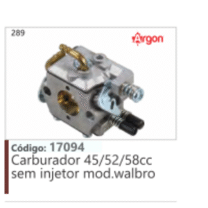 289 Código 17094 Carburador 45/52/58cc sem injetor mod.walbro ARGON