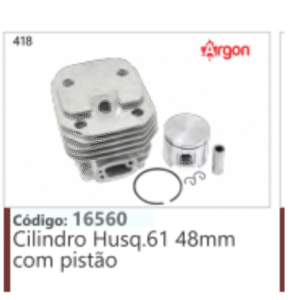 418 Código:16560 Cilindro Husqvarna 61 48mm com pistão 422 ARGON