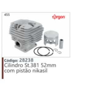 455 Código 28238 Cilindro Stihl 381 52mm com pistão nikasil ARGON