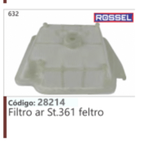 632 Código 28214 Filtro ar Stihl 361 feltro ROSSEL