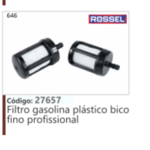 646 Código 27657 Filtro gasolina plástico bico fino profissional ROSSEL