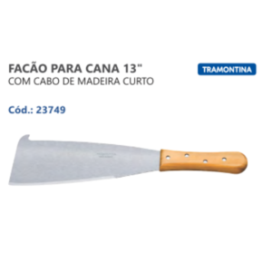 FACÃO PARA CANA 13" COM CABO DE MADEIRA CURTO TRAMONTINA