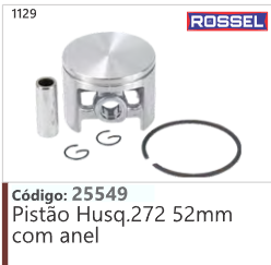1129 Código 25549 Pistão Husqvarna 272 52mm com anel ROSSEL