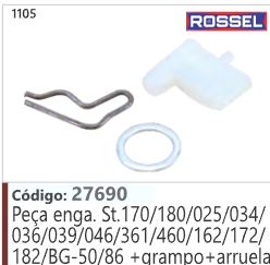 1105 Código 27690 Peça engate Stihl 170/180/025/034/ 036/039/046/361/460/162/172/ 182/BG-50/86 +grampo+arruela ROSSEL