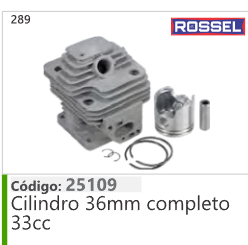 289 Código 25109 Cilindro 36mm completo 33cc ROSSEL