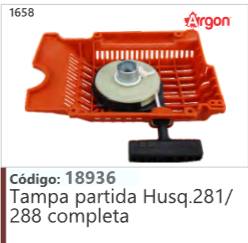 1658 Código 18936 Tampa partida Husqvarna 281/ 288 completa ARGON
