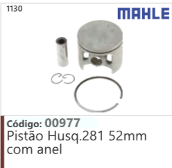 1130 Código 00977 Pistão Husqvarna 281 52mm com anel MAHLE