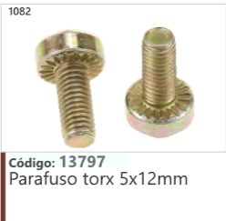 1082 Código 13797 Parafuso torx 5x12mm