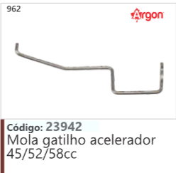 962 Código 23942 Mola gatilho acelerador 45/52/58cc