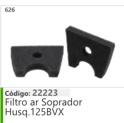 626 Código 22223 Filtro ar Soprador Husqvarna varna 125BVX