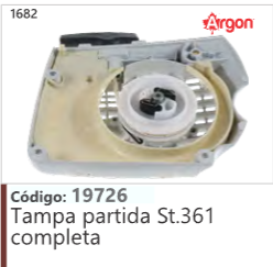 1682 Código 19726 Tampa partida Stihl 361 completa ARGON