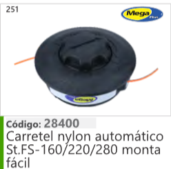 251 Código 28400 Carretel nylon automático Stihl FS-160/220/280 monta fácil