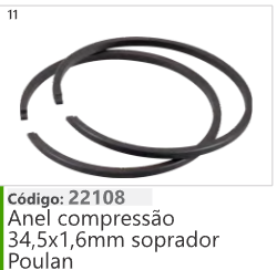 11 Código 22108 Anel compressão 34,5x1,6mm soprador Poulan