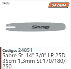 1499 Código 24851 Sabre Stihl  14" 3/8" LP 25D 35cm 1,3mm St.170/180/ SAVANA