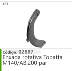 467 Código 02887 Enxada rotativa Tobatta M140/AB.200 par