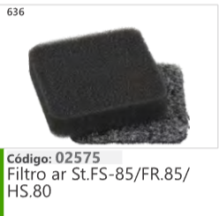 636 Código 02575 Filtro ar Stihl.FS85/FR85/ HS80