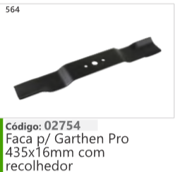 564 Código 02754 Faca p/ Garthen Pro 435x16mm com recolhedor