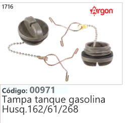 1716 Código 00971 Tampa tanque gasolina Husqvarna 162/61/268 ARGON