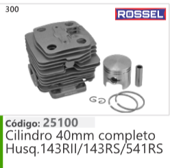 300 Código 25100 Cilindro 40mm completo Husqvarna 143RI//143RS/S41RS ROSSEL