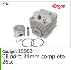 276 Código 19902 Cilindro 34mm completo 26cc ARGON