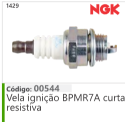 1429 Código 00544 Vela ignição BPMR7A curta resistiva NGK