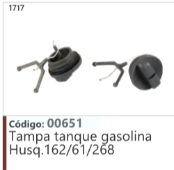 1717 Código 00651 Tampa tanque gasolina Husqvarna 162/61/268