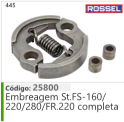445 Código 25800 Embreagem Stihl FS-160/ 220/280/FR.220 completa ROSSEL