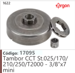 1622 Código 17095 Tambor CCT Stihl 025/170/ 210/250/T2000 - 3/8"x7 mini ARGON