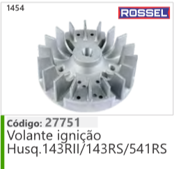 1454 Código 27751 Volante ignição Husqvarna 143RII/143RS/541RS ROSSEL